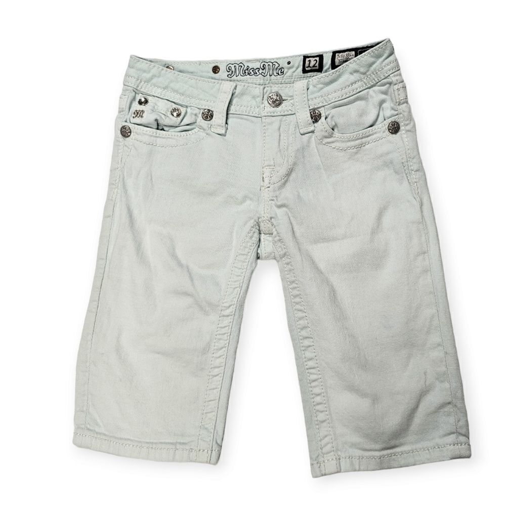 Miss‎ Me Rhinestone Cross Light Wash Bermuda Shorts Girl's Size 12